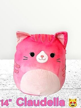 Squishmallows Pink Cat Claudella 14" Plush Tie-die Tabby